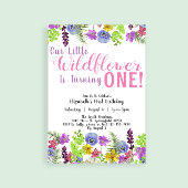 Invitation Premier anniversaire Petit Fleur sauvage Floral Gi