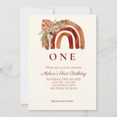 Invitation Premier anniversaire Photo Terre Tone Boho Arc-en- (Devant)