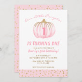 Invitation Premier Anniversaire Pink Petit Citrouille devient (Devant / Derrière)