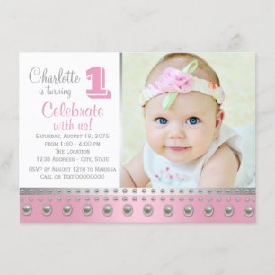 Invitation Premier anniversaire Pink Silver Pearl