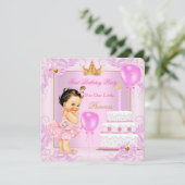 Invitation Premier anniversaire Princesse Tiara Fille rose Br (Debout devant)