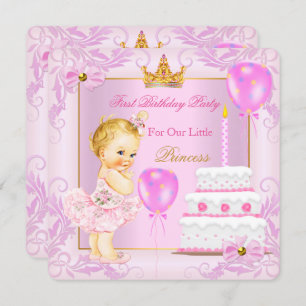 Invitation Premier anniversaire Princesse Tiara Girl Blonde r