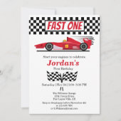 Invitation Premier Anniversaire Red Race Car Fast One (Devant)