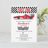 Invitation Premier Anniversaire Red Race Car Fast One (Debout devant)