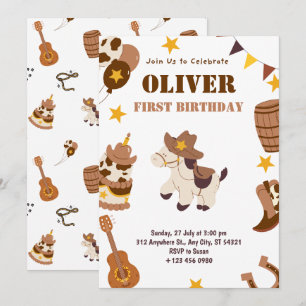 Invitation Premier anniversaire Rodeo Kids Boy 1ère invitatio