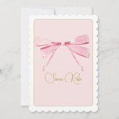 Invitation Premier Anniversaire rose Aquarelle Bow Cute (Dos)