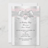 Invitation Premier Anniversaire Rose Blanc Dentelle Diamond T (Dos)