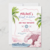 Invitation Premier anniversaire rose d'été (Devant)