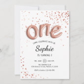 Invitation Premier anniversaire - Rose Gold White (Devant)