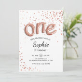 Invitation Premier anniversaire - Rose Gold White (Debout devant)