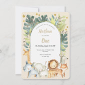 Invitation Premier anniversaire Safari jungle animaux  (Devant)