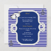Invitation Premier Anniversaire Sailor Boy Blue Stripe (Dos)