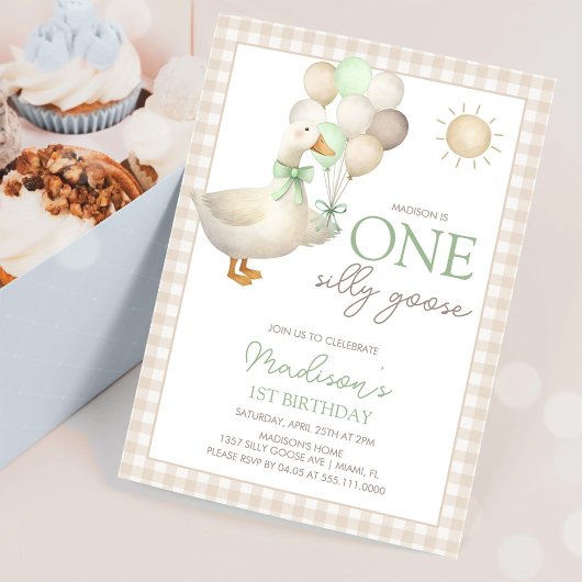 Invitation Premier Anniversaire Silly Goose Ballons