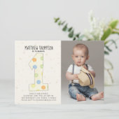 Invitation Premier Anniversaire Simple Sexe Neutral Points Me (Debout devant)