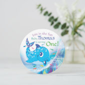 Invitation Premier anniversaire, sous la mer, Dauphin bleu (Debout devant)