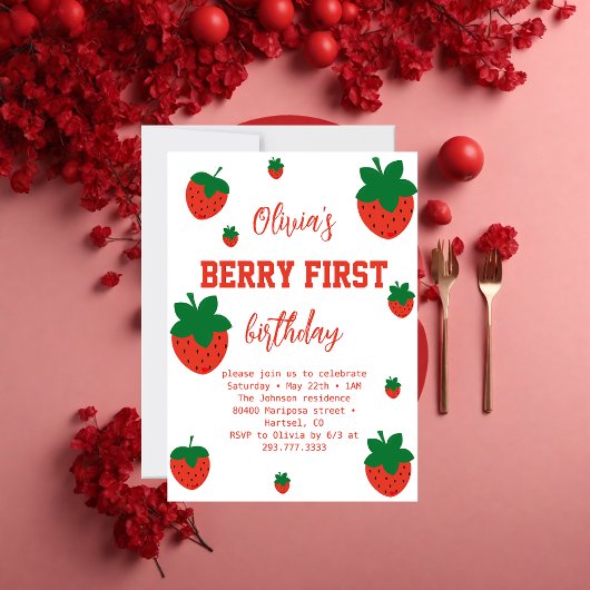 Invitation Premier Anniversaire Strawberry Berry