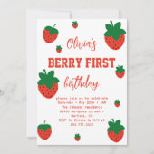 Invitation Premier Anniversaire Strawberry Berry (Devant)