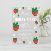 Invitation Premier Anniversaire Strawberry Berry (Debout devant)