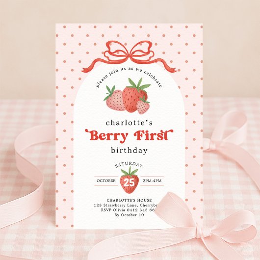 Invitation Premier anniversaire Strawberry Berry First Red Bo