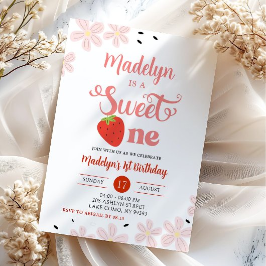 Invitation Premier anniversaire Summer Sweet One Strawberry