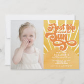 Invitation Premier Anniversaire Sunshine Orange Boho Cute Par (Devant)