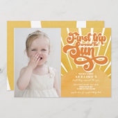Invitation Premier Anniversaire Sunshine Orange Boho Cute Par (Devant / Derrière)