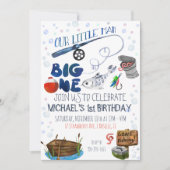 Invitation Premier anniversaire sur le thème de la pêche (Devant)