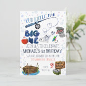 Invitation Premier anniversaire sur le thème de la pêche (Debout devant)