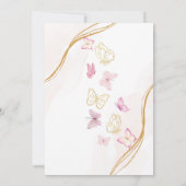 Invitation Premier Anniversaire Thème de papillon rose et or (Dos)