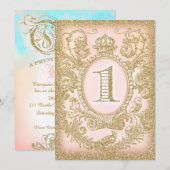 Invitation Premier anniversaire une fois sur un rêve Princess (Devant / Derrière)