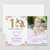Invitation Premier anniversaire Unicorn Anniversaire Invitati (Devant / Derrière)
