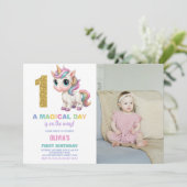 Invitation Premier anniversaire Unicorn Anniversaire Invitati (Debout devant)