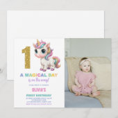 Invitation Premier anniversaire Unicorn Anniversaire Invitati (Devant / Derrière)