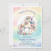 Invitation Premier anniversaire Unicorne Photo Rainbow Pastel (Devant)