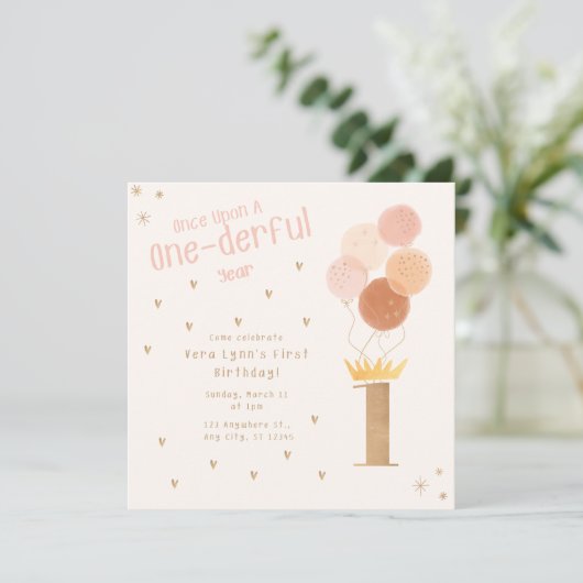 Invitation Premier anniversaire unique (Debout devant)