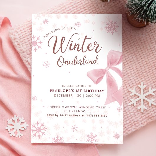 Invitation Premier anniversaire Winter Onederland flocon de n