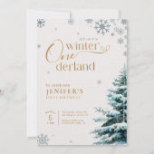 Invitation Premier anniversaire Winter Onederland flocon de n (Devant)