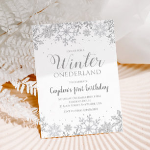Invitation Premier anniversaire Winter Onederland Flocons d'a