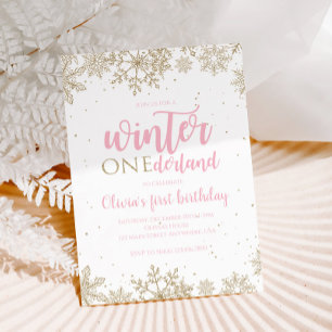 Invitation Premier anniversaire Winter Onederland flocons d'o