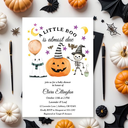 Invitation Premier Baby shower d'Halloween du petit Citrouill