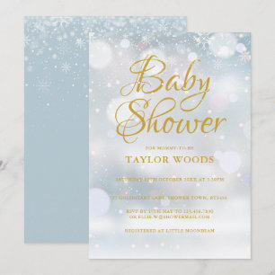 Invitation Premier Baby shower d'hiver de Snowflakes / Saupou