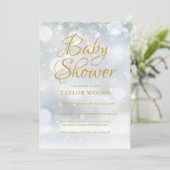 Invitation Premier Baby shower d'hiver des flocons de neige / (Debout devant)