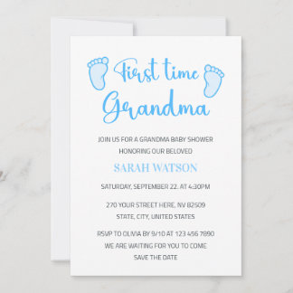 Invitation Premier bébé grand-mère garçon pieds douche