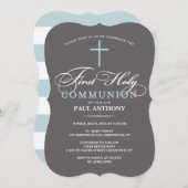 Invitation Premier bleu élégant d'invitation de sainte (Devant / Derrière)