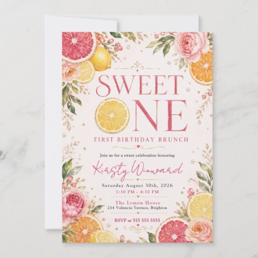 Invitation Premier brunch d'anniversaire de la douce (Devant)