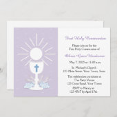 Invitation Premier calice de communion, lilas (Devant / Derrière)