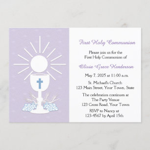 Invitation Premier calice de communion, lilas