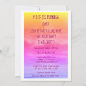 Invitation Premier Cloud Neuf Filles Anniversaire Fête 1er Ar (Devant)