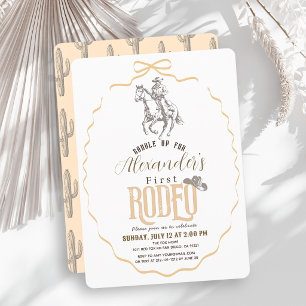Invitation Premier Cow-Boy de Rodéo Occidental Beige 1er Anni