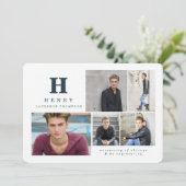 Invitation Premier cycle multi photo bleu (Debout devant)